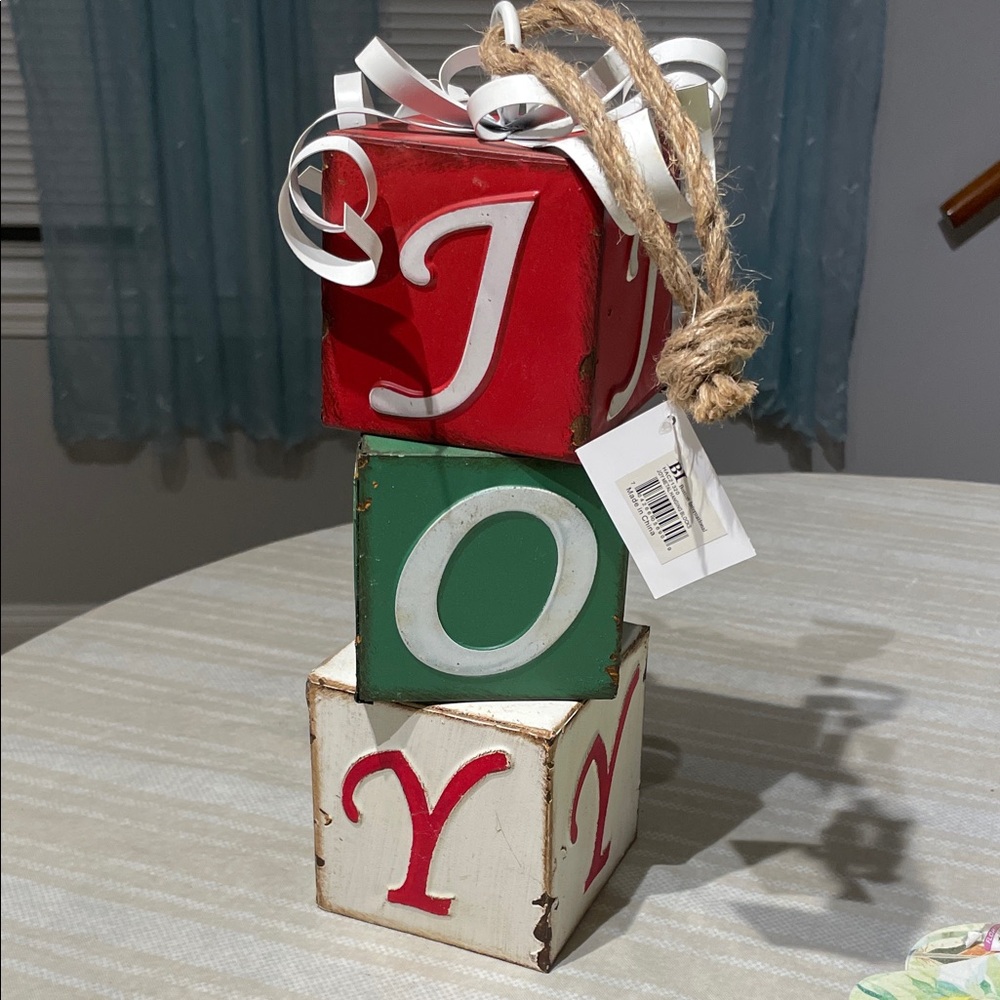Boston international chrismas Metal Hanging Blocks Sign, JOY